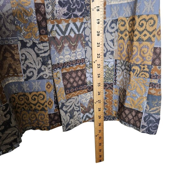 Tori Richard Honolulu Patchwork Button-Front‎ Shirt L Cotton Brown Blue Tropical - Picture 5 of 7